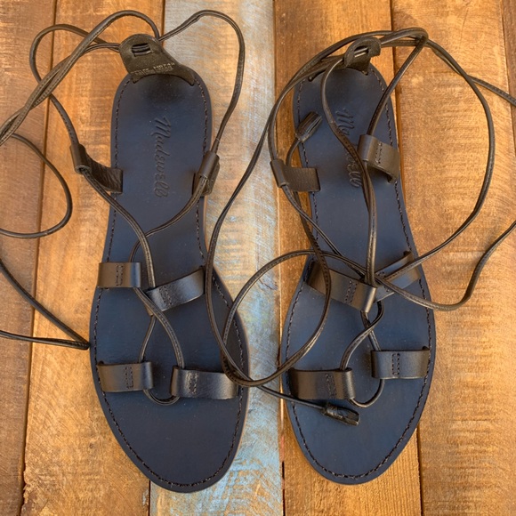 Madewell Shoes - Madewell Black Strappy Gladiator Lace Up Sandals